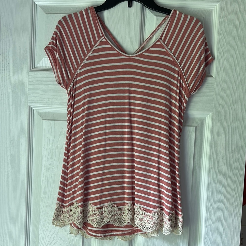 Rewind Pink and Cream Short Sleeve Tee